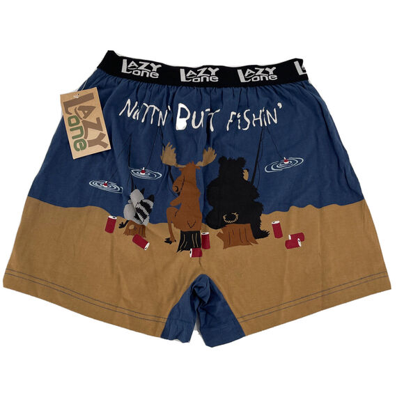 Lazy One Boxers Mens Small Nuttin Butt Fishin Blue - Picture 1 of 6